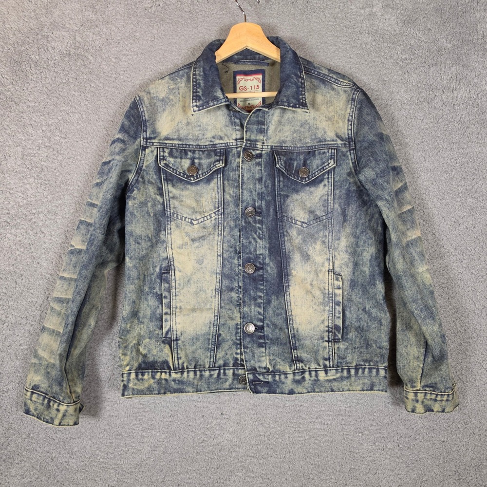 GS-115 Denim Jacket Mens Size M Blue Acid Wash Excellent Premium Trucker Edgy